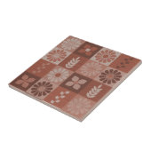Rustic Orange Brown Burlap Pattern Ceramic Tile タイル (側面)