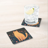 Rustic Orange Cat  スクエアペーパーコースター (インサイチュ)
