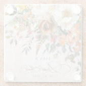Rustic Orange Floral Fall Bridal Shower  ガラスコースター (裏面)