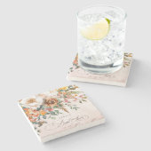 Rustic Orange Floral Fall Bridal Shower  ストーンコースター (横)