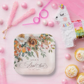 Rustic Orange Floral Fall Bridal Shower  ペーパープレート (パーティー)