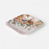 Rustic Orange Floral Fall Bridal Shower  ペーパープレート (傾斜あり)