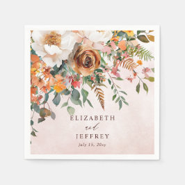 Rustic Orange Floral Fall Wedding スタンダードカクテルナプキン