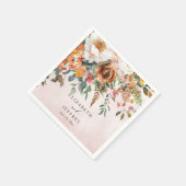 Rustic Orange Floral Fall Wedding スタンダードカクテルナプキン (角)