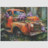 Rustic Orange Floral Truck Decoupage 薄葉紙 (正面)