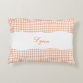 Rustic Orange Gingham Personalized Name アクセントクッション (裏面)