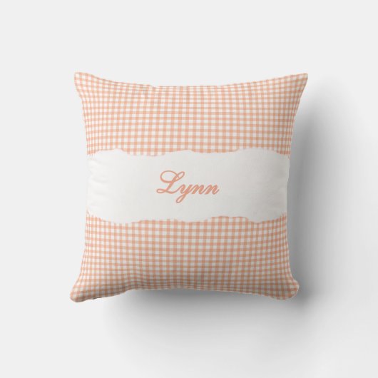 Rustic Orange Gingham Personalized Name クッション (裏面)