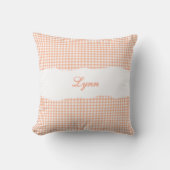 Rustic Orange Gingham Personalized Name クッション (正面)