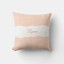 Rustic Orange Gingham Personalized Name クッション