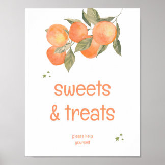 Rustic Orange Grove "Sweets & Treats" Sign  ポスター