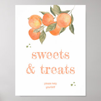 Rustic Orange Grove "Sweets & Treats" Sign  ポスター