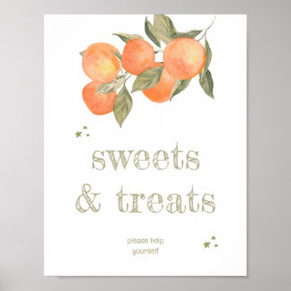 Rustic Orange Grove "Sweets & Treats" Sign  ポスター