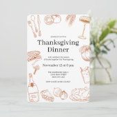 Rustic Orange Hand Drawn Thanksgiving Dinner 招待状 (スタンド正面)