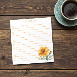 Rustic Orange Marigold To Do List Teacher Gift ノートパッド