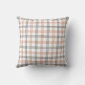 Rustic Orange, White & Black Plaid Throw Pillow クッション (裏面)