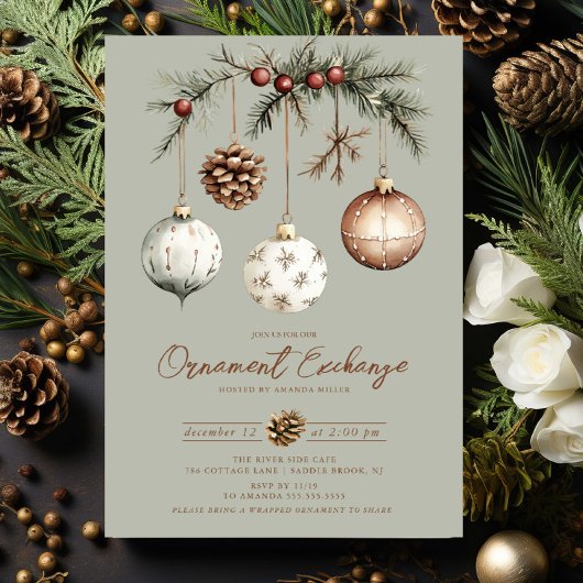 Rustic Ornament Exchange Invitation 招待状