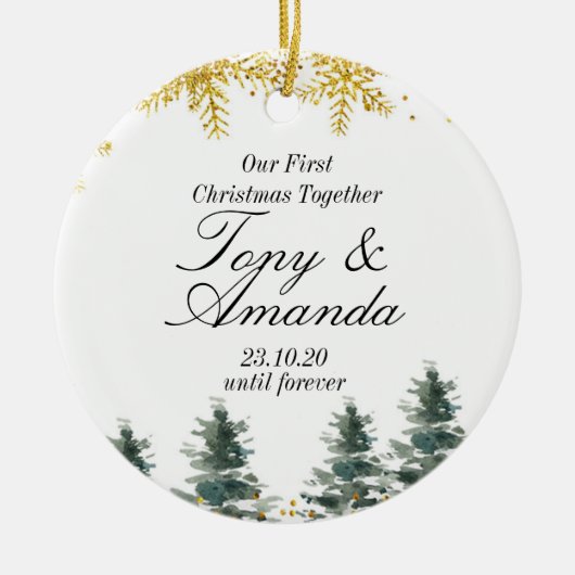 Rustic Our First Christmas Together Ornament セラミックオーナメント (正面)
