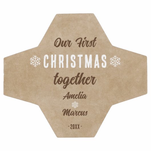 Rustic Our First Christmas Together Personalized サッカーボール (フラット)