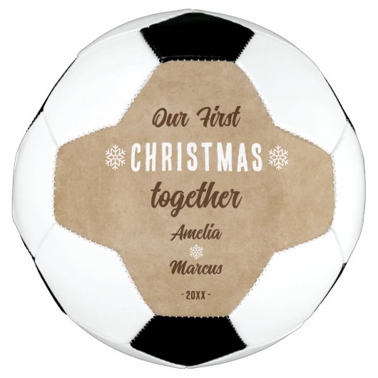 Rustic Our First Christmas Together Personalized サッカーボール (正面)
