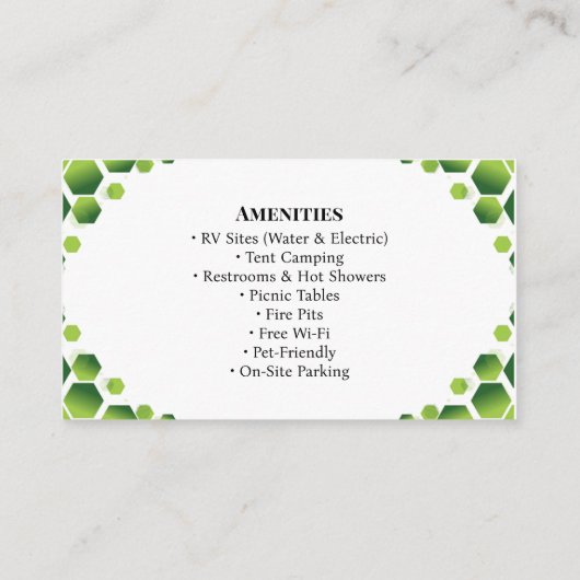 Rustic Outdoor Campground RV Park Business Design 名刺 (裏面)