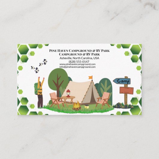 Rustic Outdoor Campground RV Park Business Design 名刺 (正面)