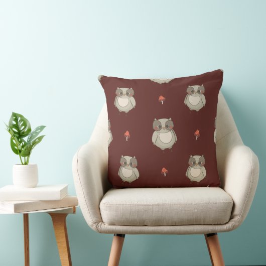 Rustic Owl Throw Pillow クッション (椅子)