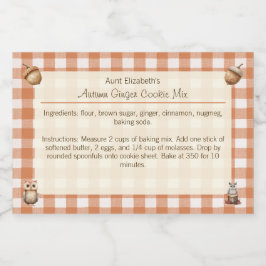 Rustic Owls Acorns Autumn Ginger Cooke Mix  フードラベル