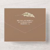 Rustic Pampas Eucalyptus Arch Beige Tan Wedding オールインワン招待状 (裏面)