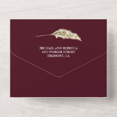Rustic Pampas Eucalyptus Arch Burgundy Wedding オールインワン招待状 (裏面)