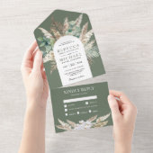 Rustic Pampas Eucalyptus Arch Sage Green Wedding オールインワン招待状 (貼ってはがせる)