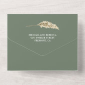 Rustic Pampas Eucalyptus Arch Sage Green Wedding オールインワン招待状 (裏面)