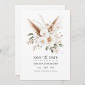 Rustic Pampas Grass Boho Bohemian Wedding QR Code セーブザデート (正面/裏面)
