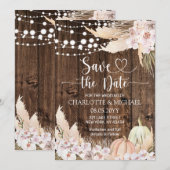 Rustic Pampas Grass Save the Date Wedding 招待状 (正面/裏面)