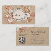 Rustic Pampas Grass Watercolor Boho Logo 名刺 (正面/裏面)