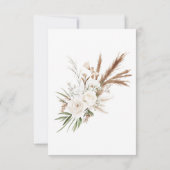 Rustic Pampas Grass White Floral Bohemian Wedding 出欠カード (裏面)