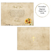 Rustic Parchment Sunflowers Orthodox Baptism       サンキューカード