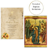 Rustic Parchment Sunflowers Orthodox Baptism       招待状