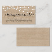 Rustic Party String Lights, Wedding Honeymoon Wish エンクロージャーカード (正面/裏面)