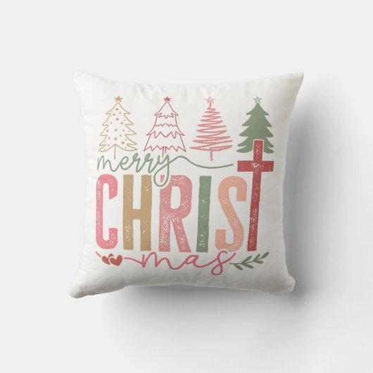 Rustic Pastel Merry Christ mas Tree クッション (裏面)