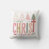 Rustic Pastel Merry Christ mas Tree クッション (正面)