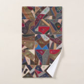 Rustic Patchwork Crazy Quilt Pattern Elegant  バスタオルセット (ハンドタオル)