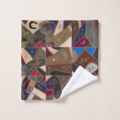 Rustic Patchwork Crazy Quilt Pattern Elegant  バスタオルセット (ウォッシュタオル)