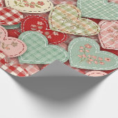 Rustic Patchwork Hearts Picnic Pattern (3) ラッピングペーパー (角)