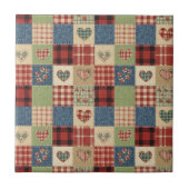 Rustic Patchwork Hearts Picnic Pattern (5) タイル (正面)