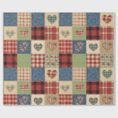 Rustic Patchwork Hearts Picnic Pattern (5) ラッピングペーパー (フラット)