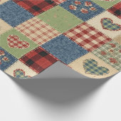 Rustic Patchwork Hearts Picnic Pattern (5) ラッピングペーパー (角)