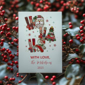 Rustic Patchwork Ho Ho Ho Christmas シーズンカード