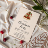 Rustic Patchwork Santa Hat Christmas Party  招待状