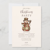 Rustic Patchwork Snowman Christmas 招待状 (正面)
