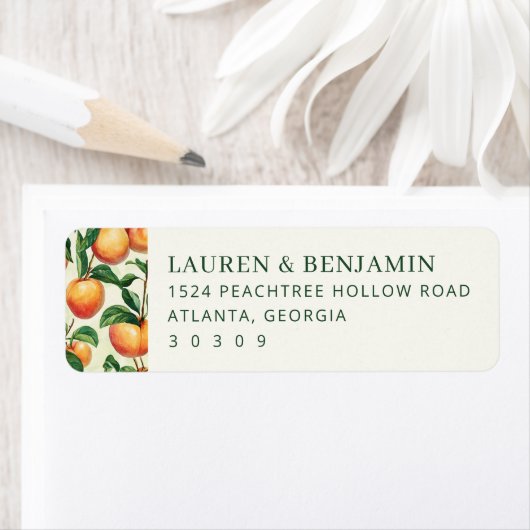 Rustic Peach Watercolor Peaches ラベル (インサイチュ)